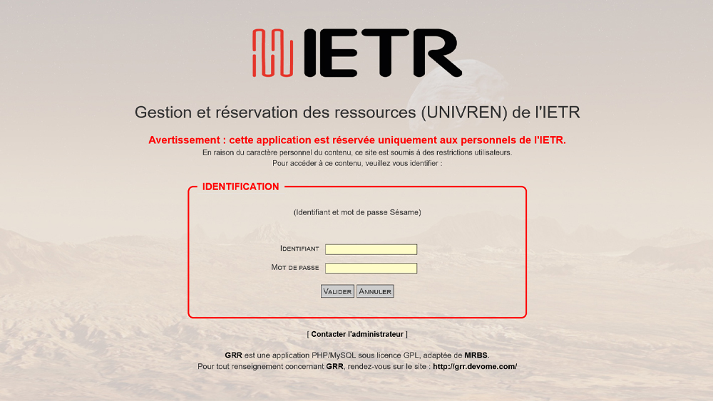 Management and reservation of IETR resources (UNIVREN) Management and reservation of IETR resources (UNIVREN)